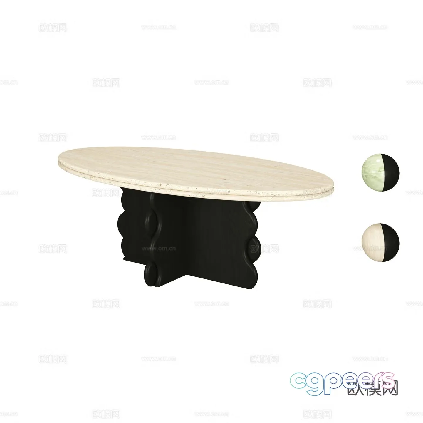 Deyi colorful oval coffee table medieval style coffee table 3D model