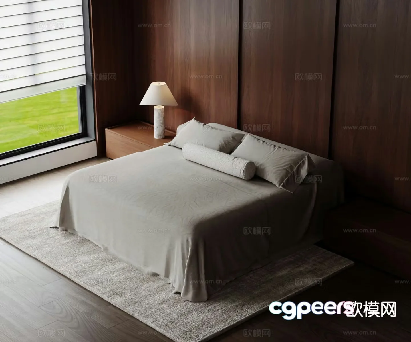 Medieval style fabric bed double bed 3d model