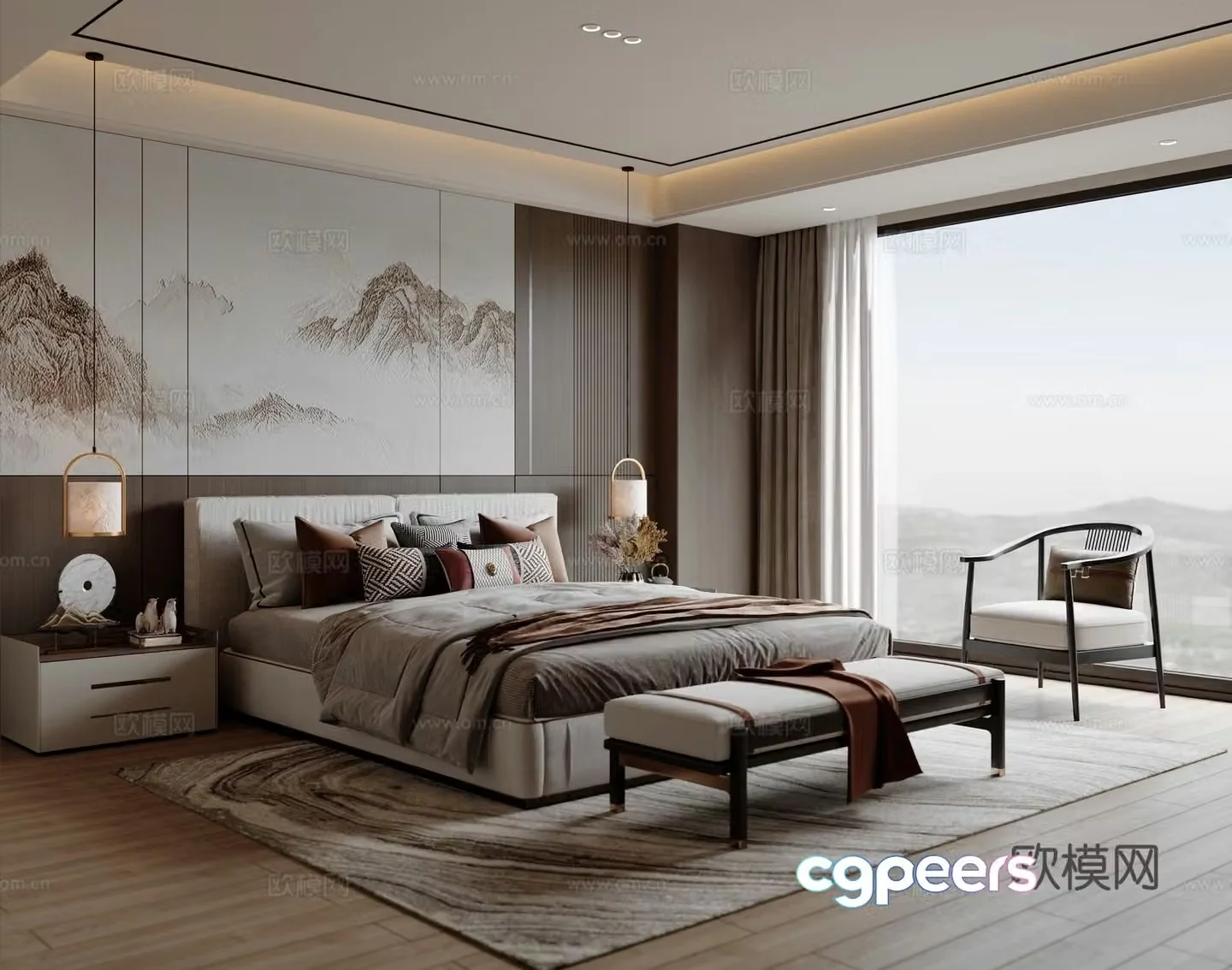 New Chinese style bedroom master bedroom 3d model