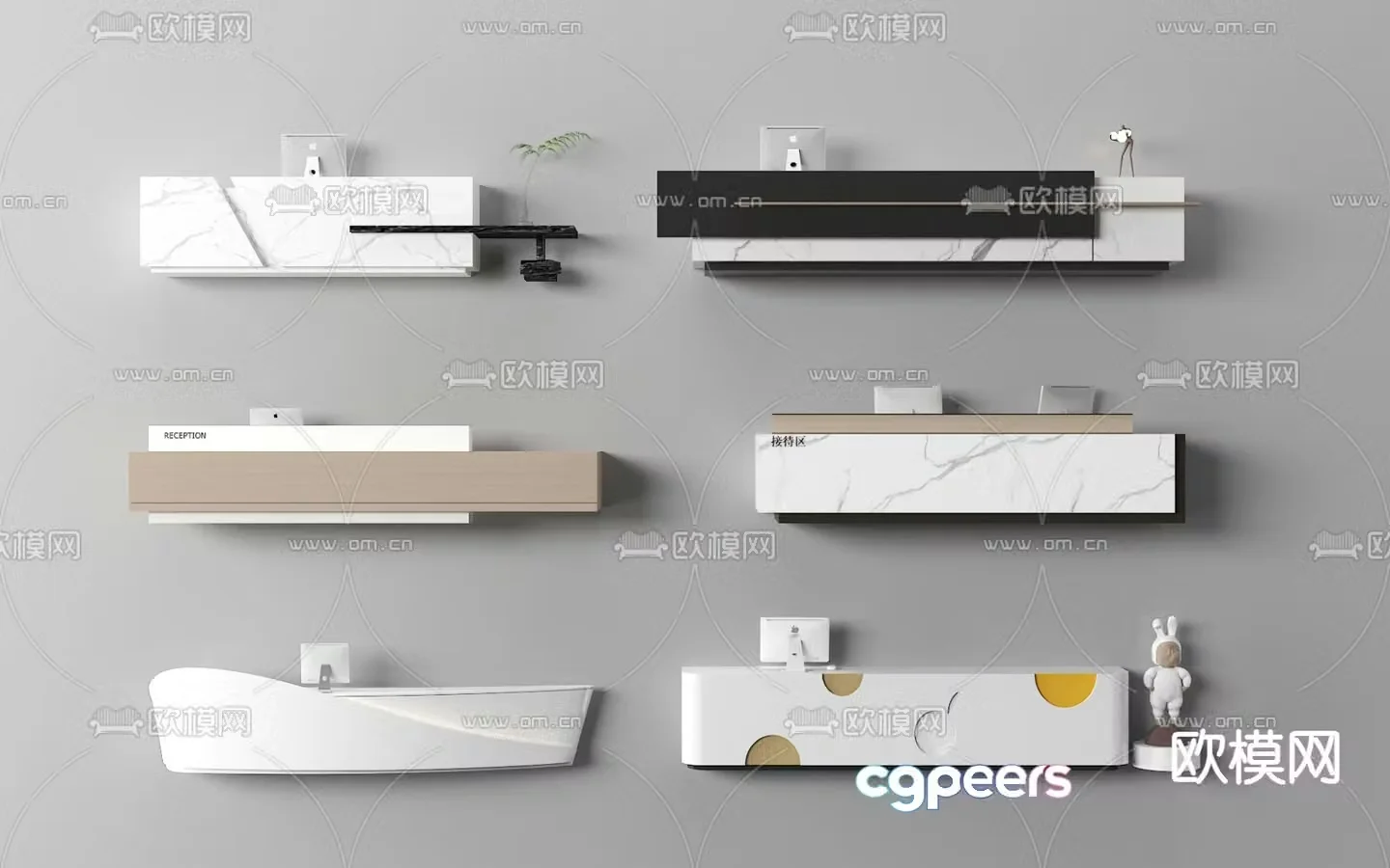 Modern front desk reception desk service desk 3d model