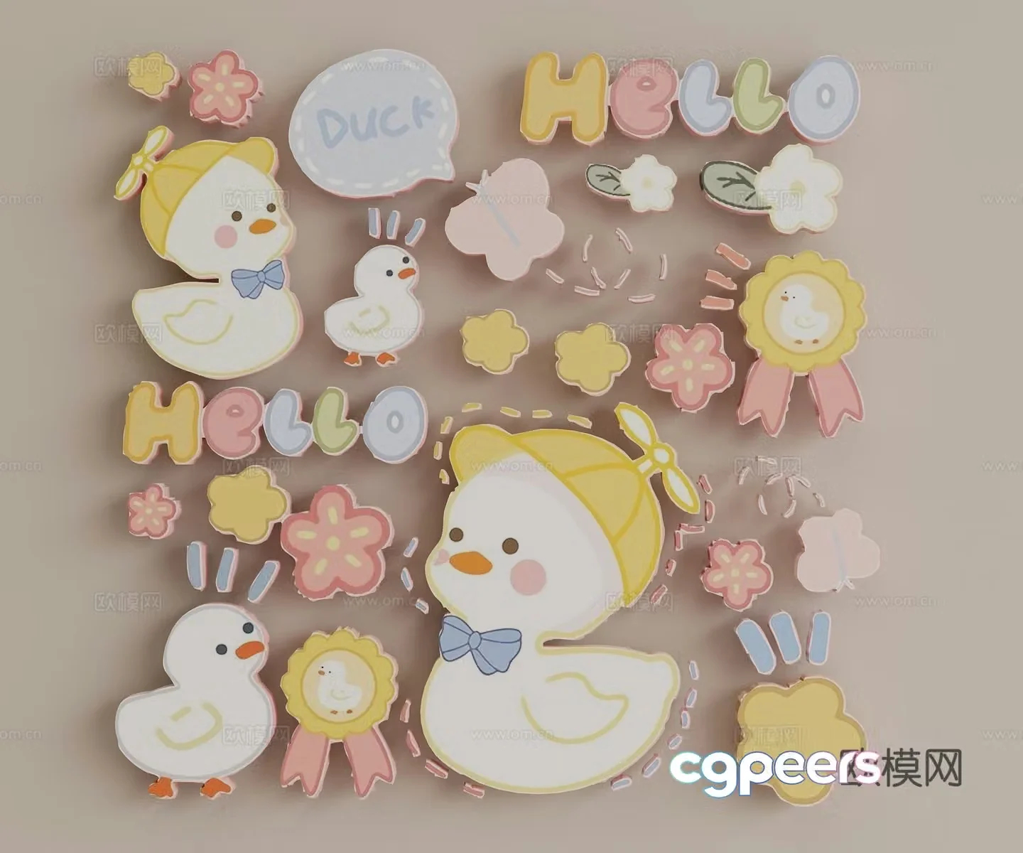 Refrigerator sticker Magnetic refrigerator sticker Cartoon refrigerator sticker 3D model
