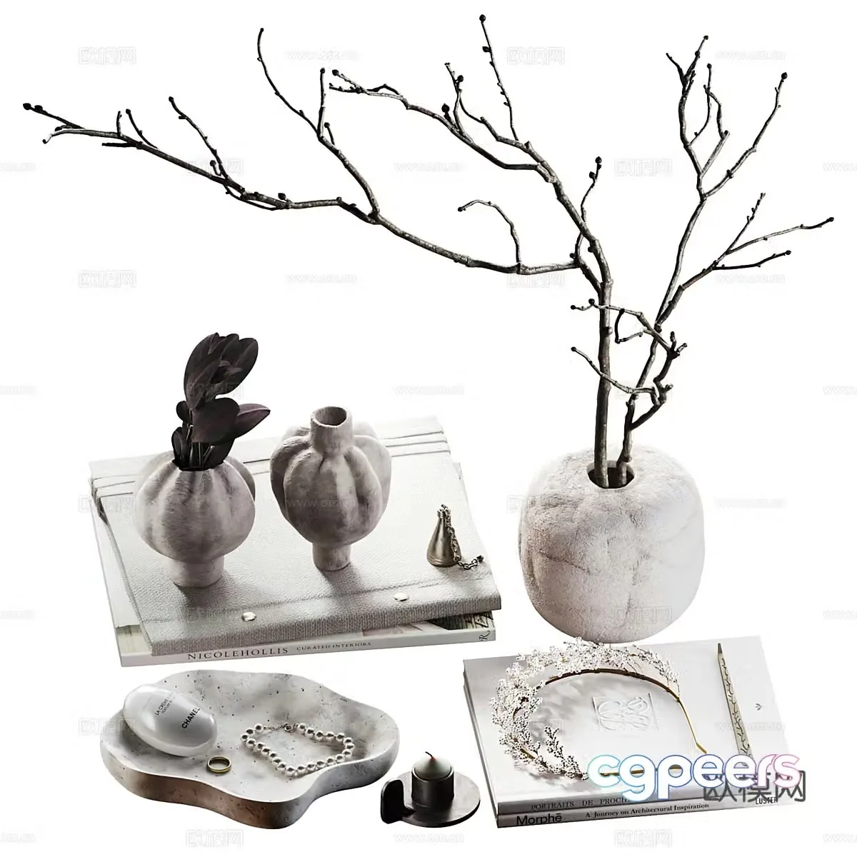 New Chinese light luxury jewelry ornaments combination 3D model