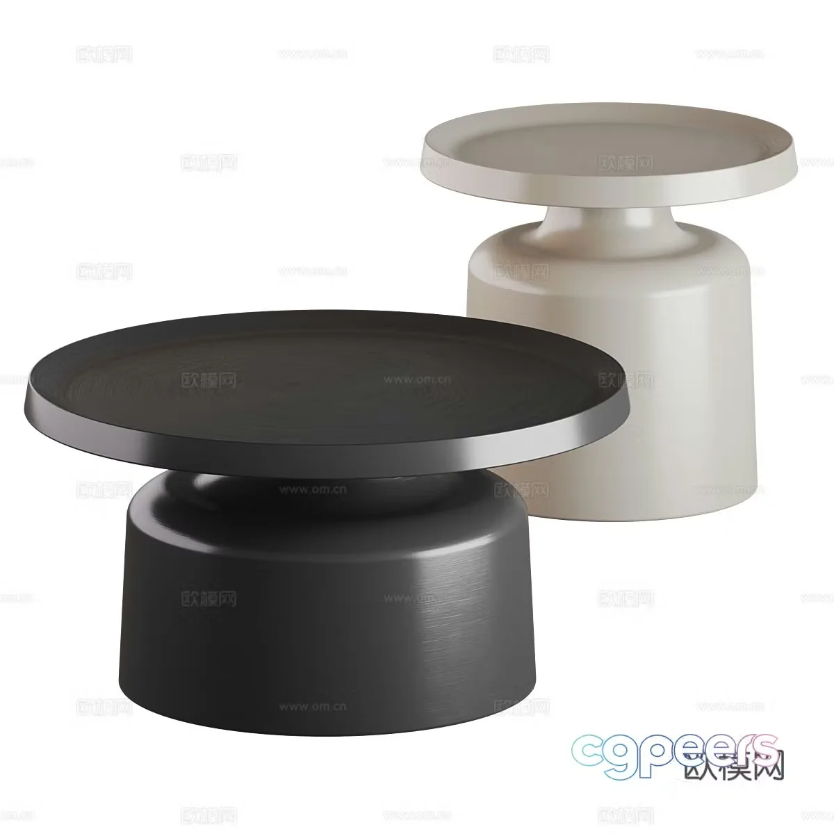 Modern Italian round coffee table combination 3D model