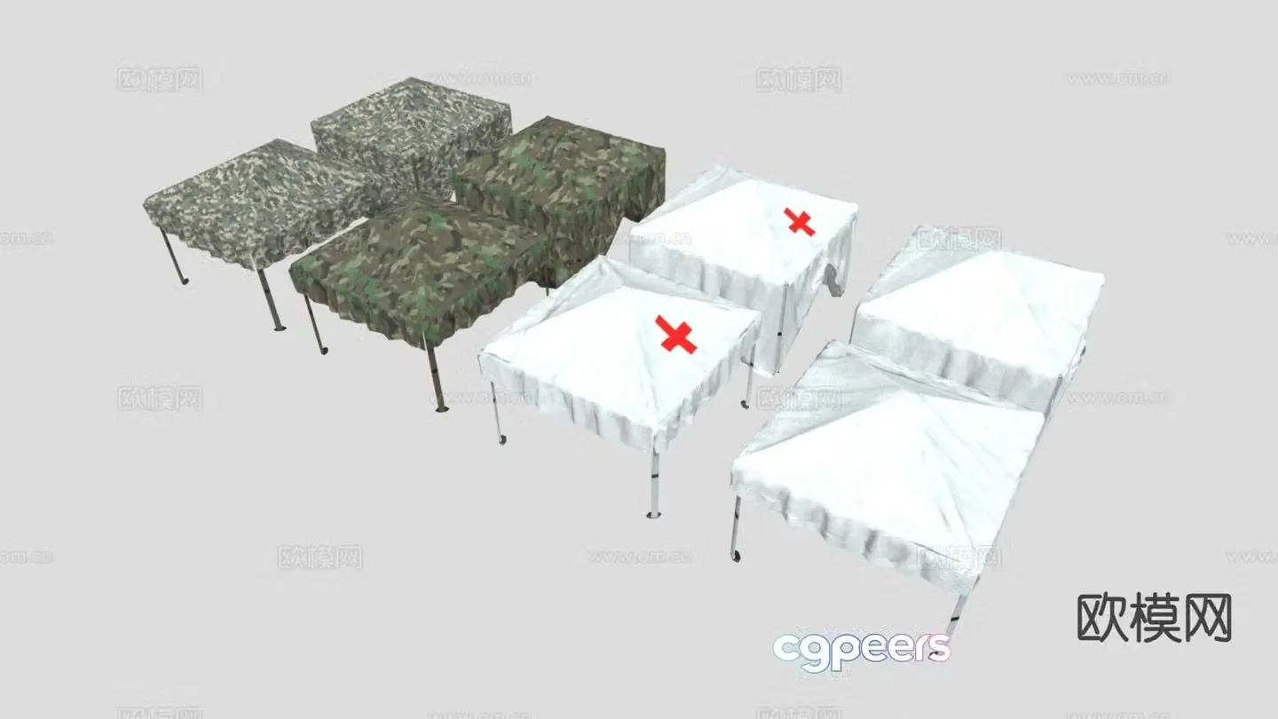 awning military tent outdoor tent 3d model