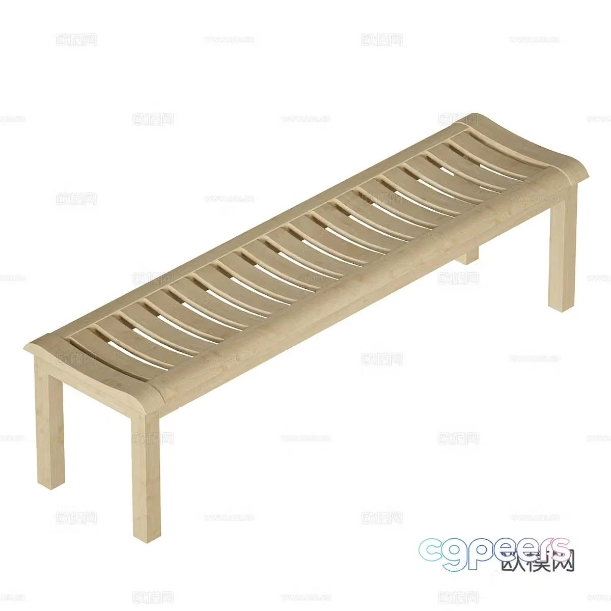 New Chinese style log bench 3D model