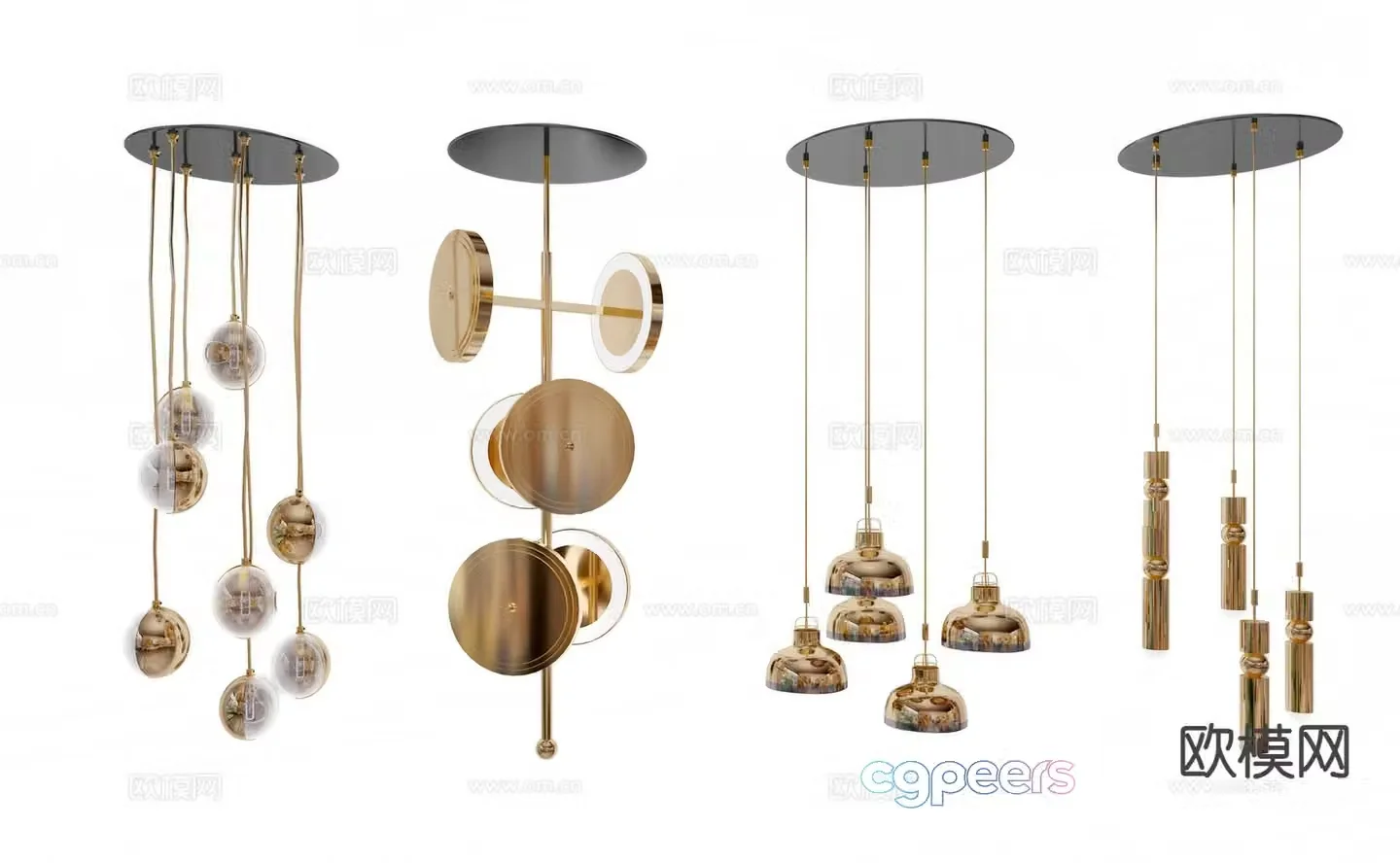 Light luxury chandelier 3d model