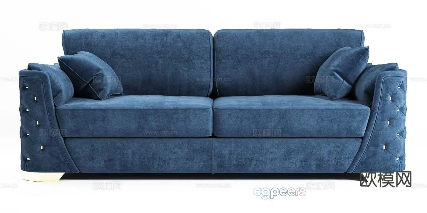 Simple European double sofa 3d model