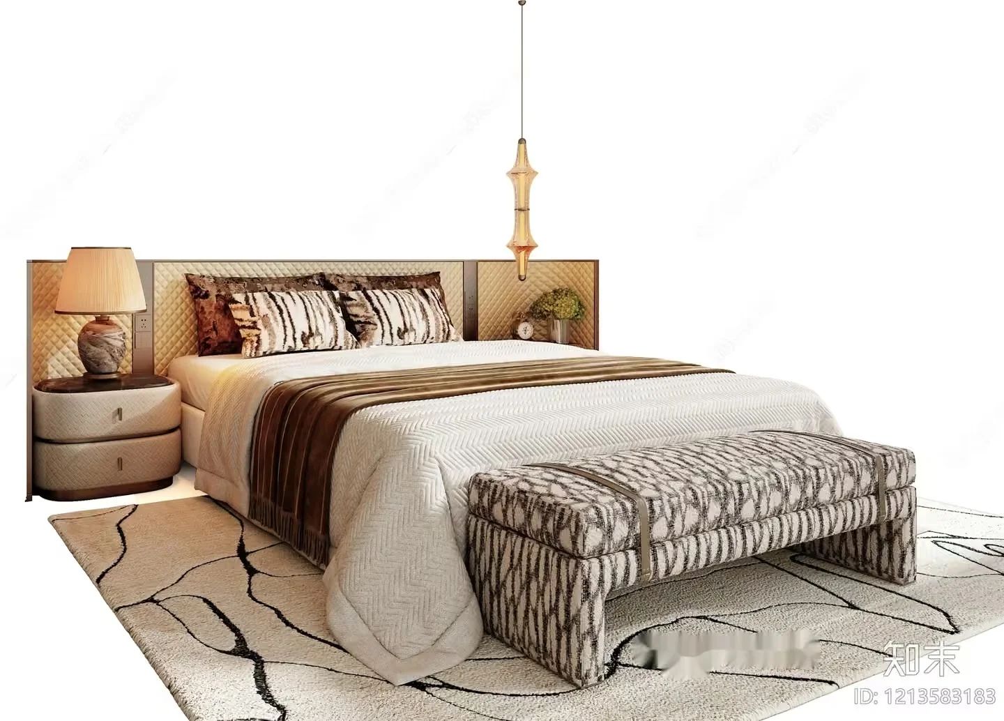 Cozy Modern Bedroom 3D Model – 12807 – VRAY Render