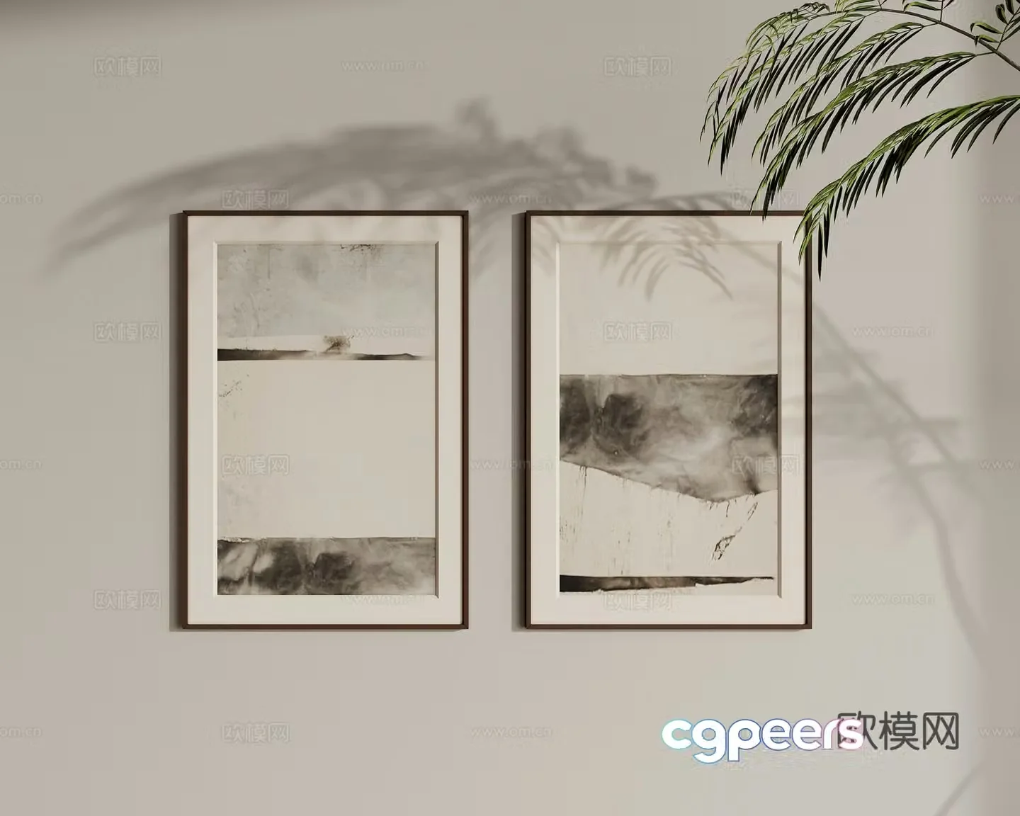 New Chinese style Zen hanging paintings texture painting 3D model