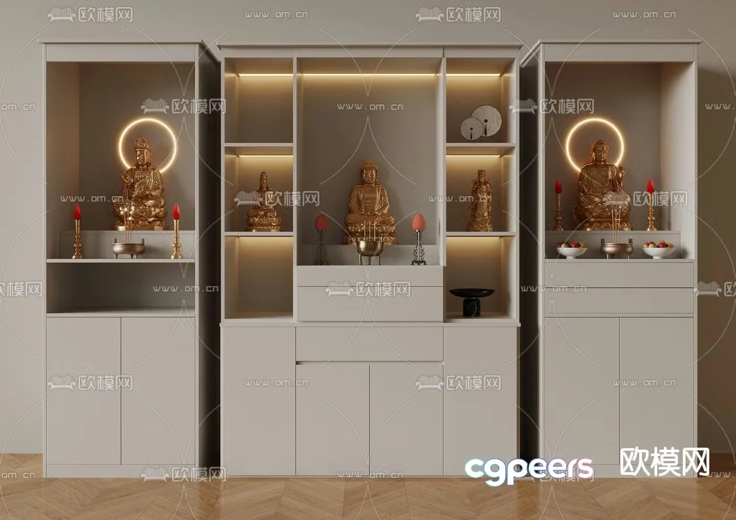 Buddhist niche sacred cabinet offering table shrine 3D model