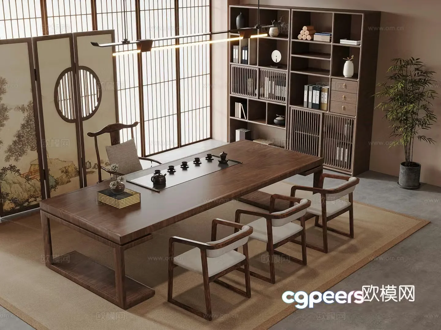 Tea room medieval style tea room tea table and chair 3D model