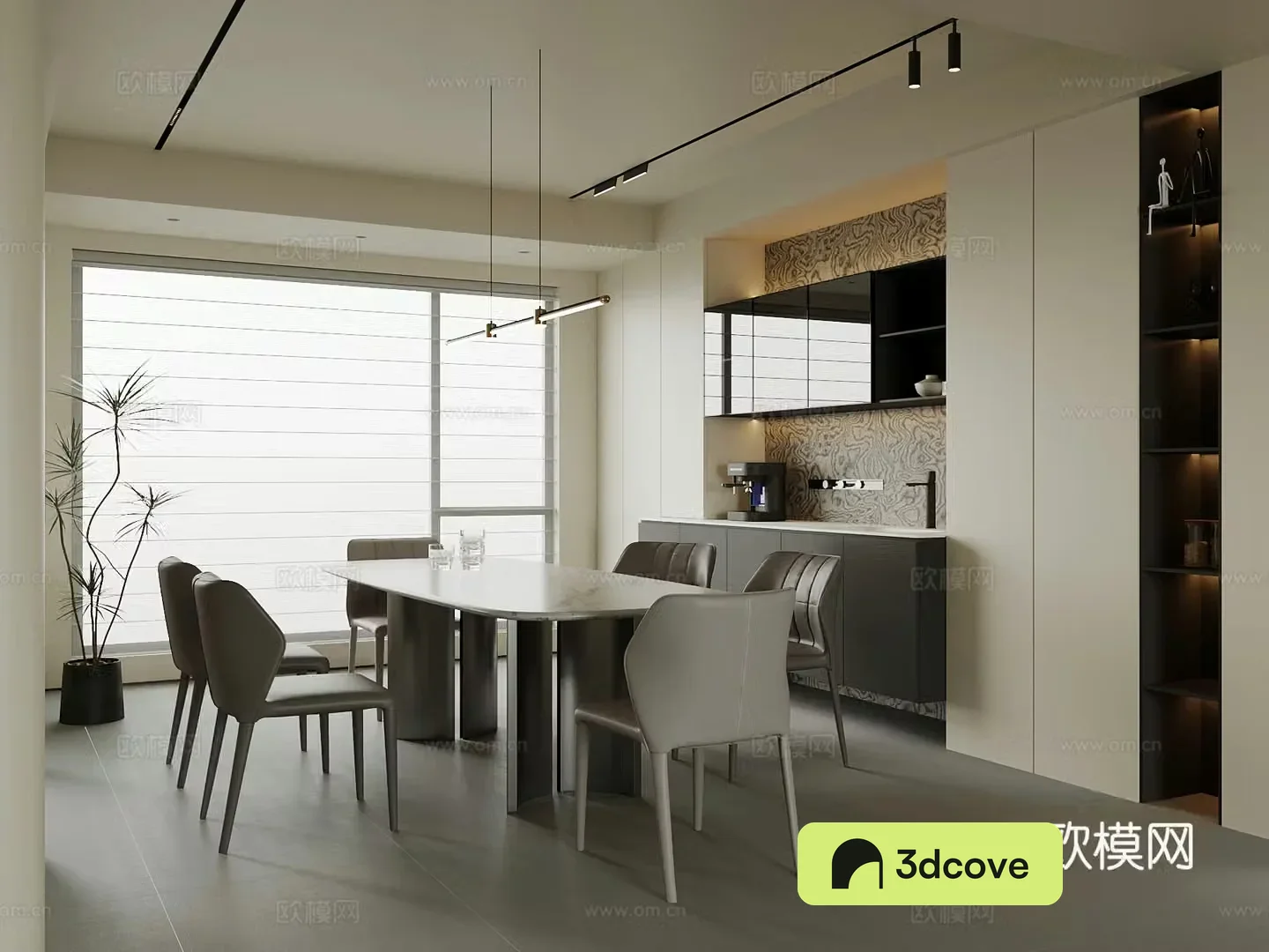 Modern restaurant dining table and chair wine cabinet