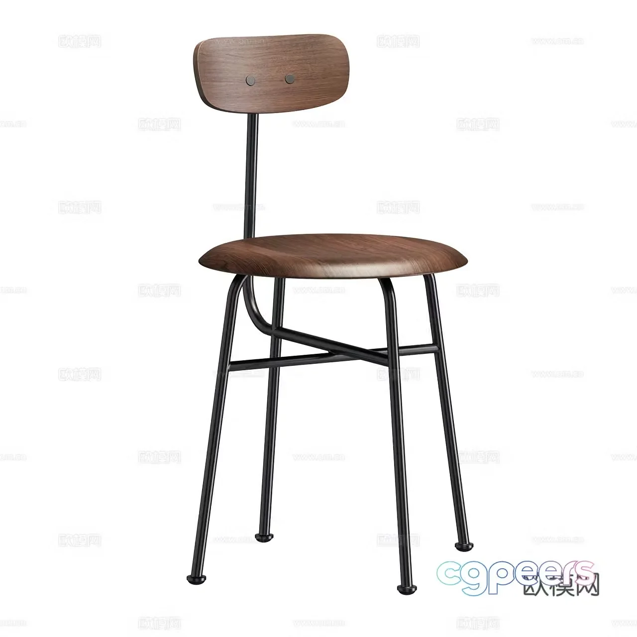 Audo Extremely Simple Chair Industrial Style Single Chair Nordic Single Chair Dining Chair Walnut Dining Chair 3D Model