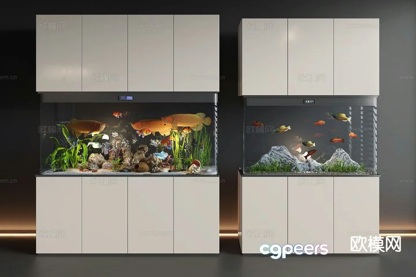 Modern fish tank aquarium 3d model