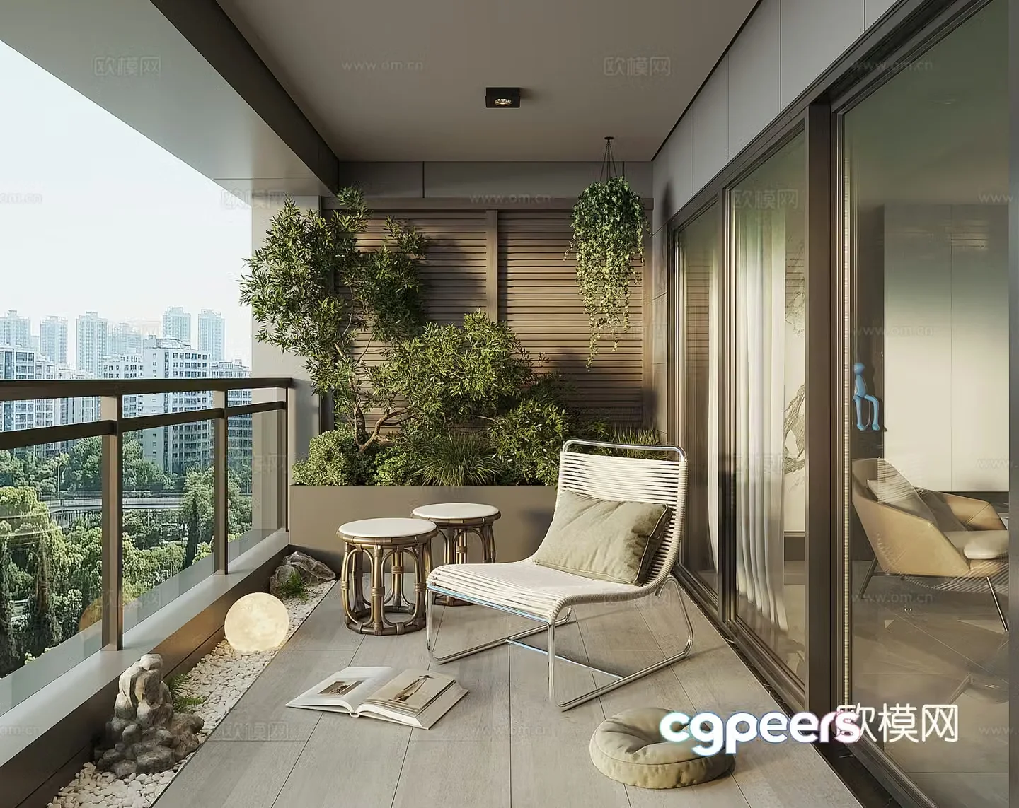 Modern balcony garden 3d model
