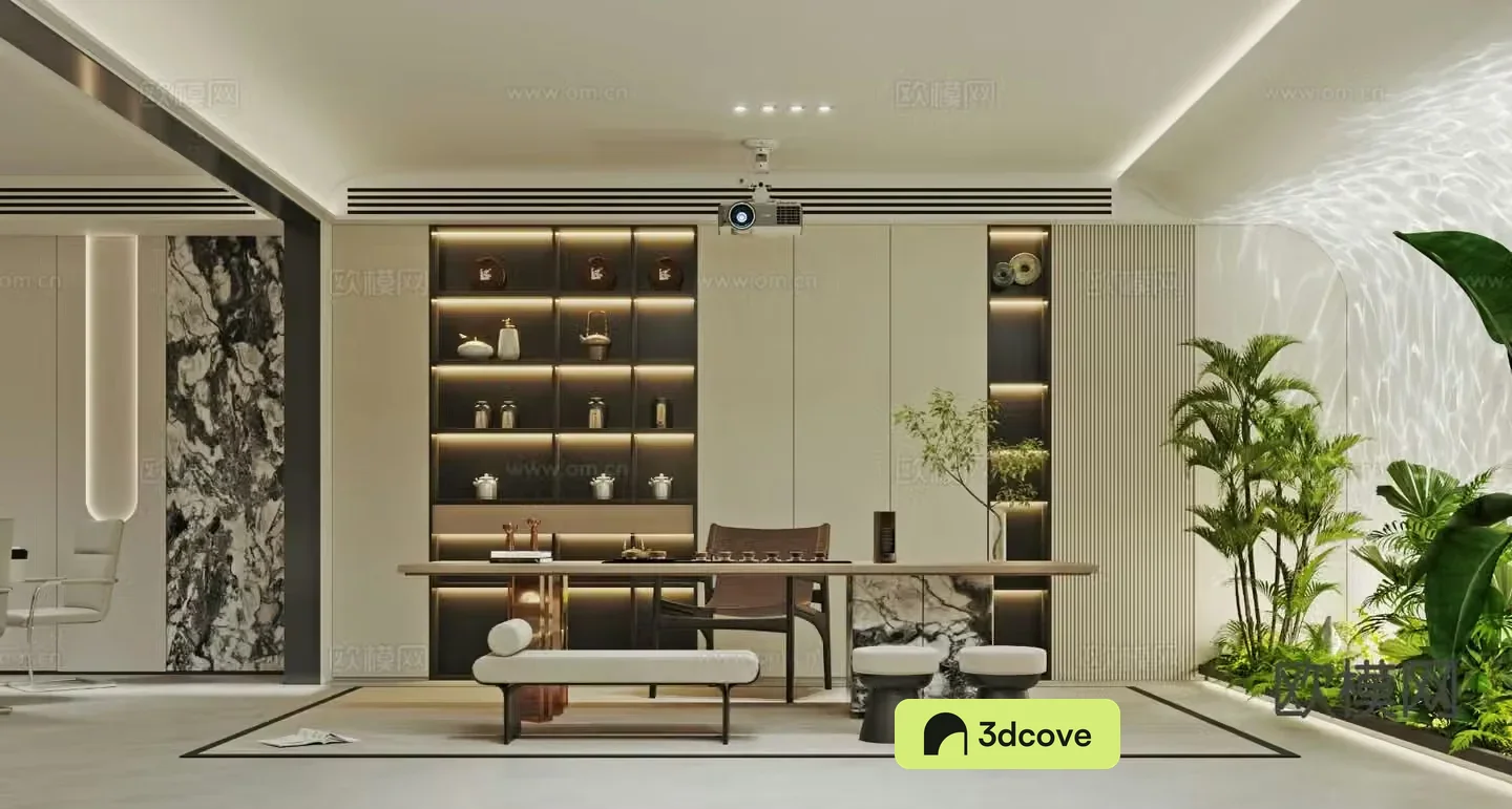Cream style villa basement tea room