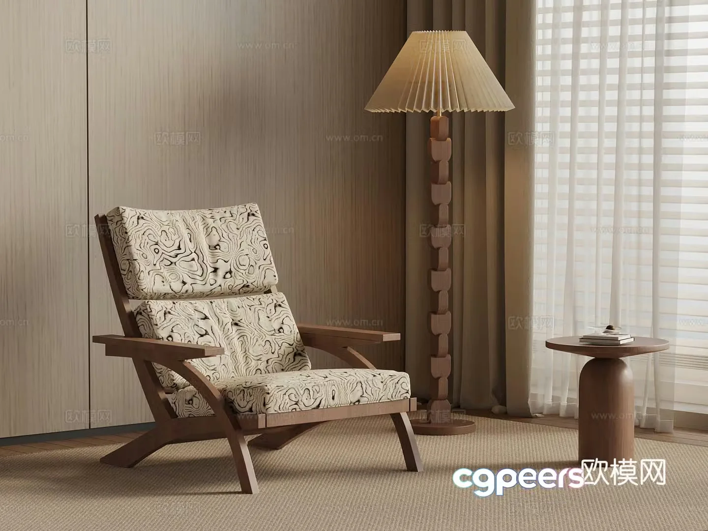 Medium style recliner 3d model