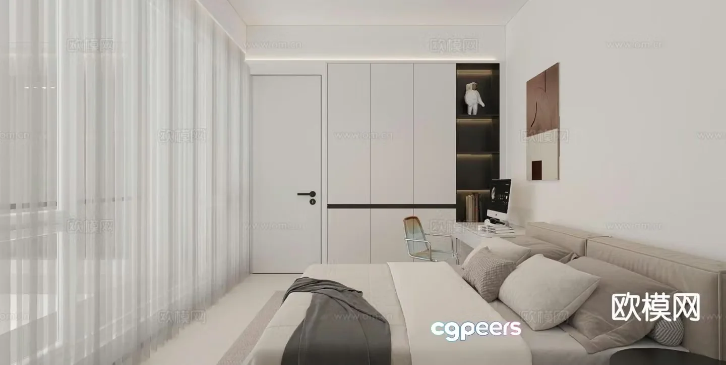 Modern bedroom second bedroom 3d model