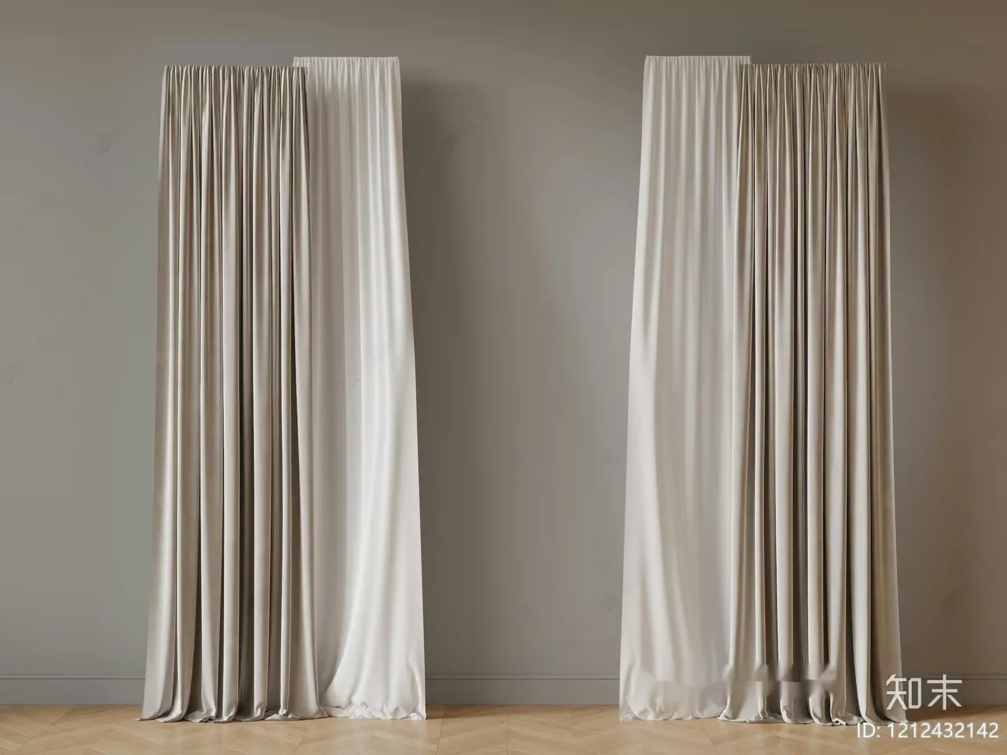 White Curtains 3D Model – 5835 – VRAY Render