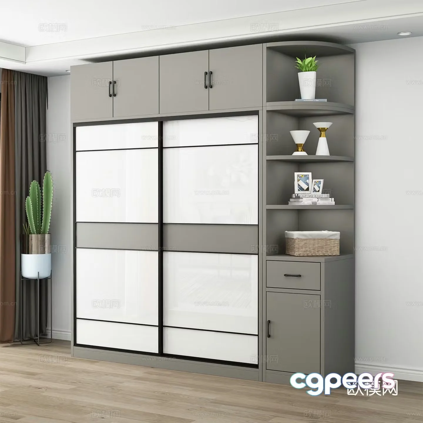 Nordic sliding door wardrobe 3d model
