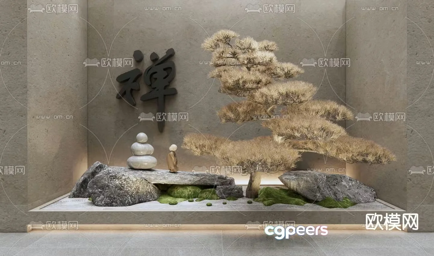 New Chinese style pine garden sketch 3d model