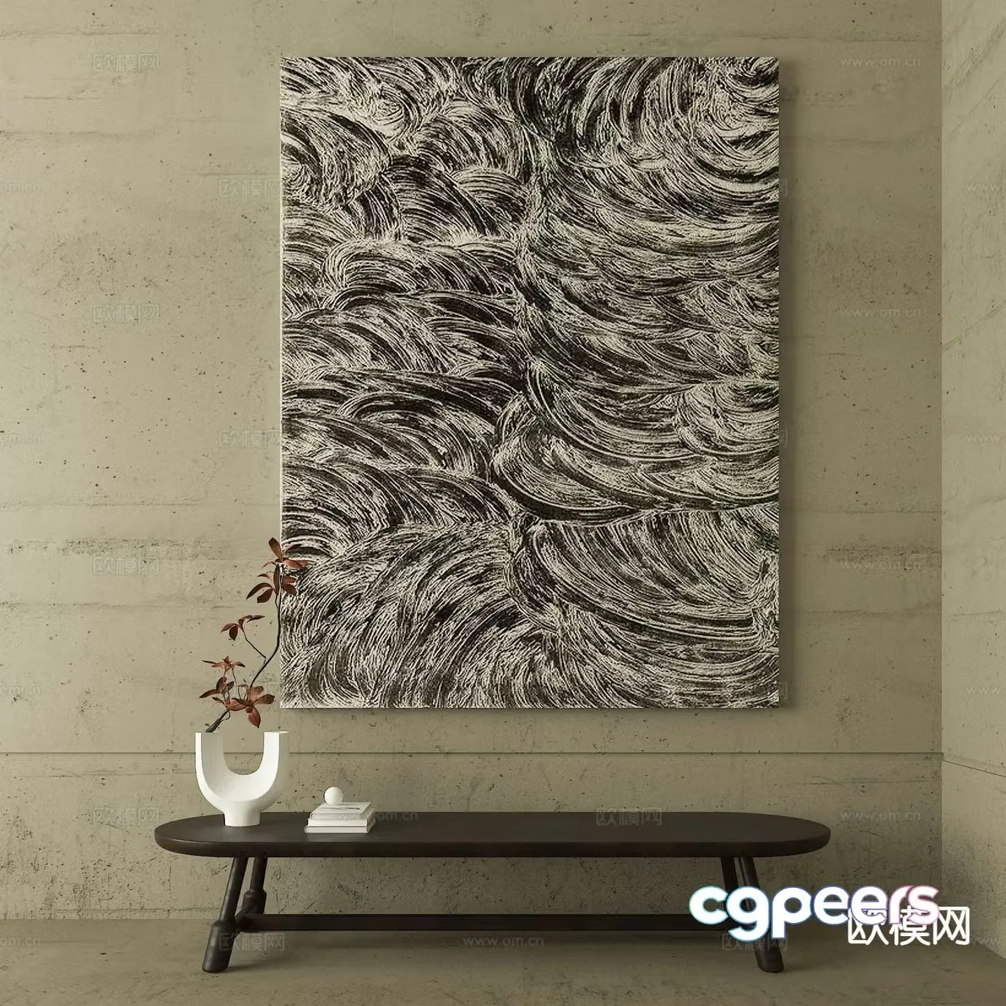 Wabi-sabi art painting texture painting decorative painting 3d model