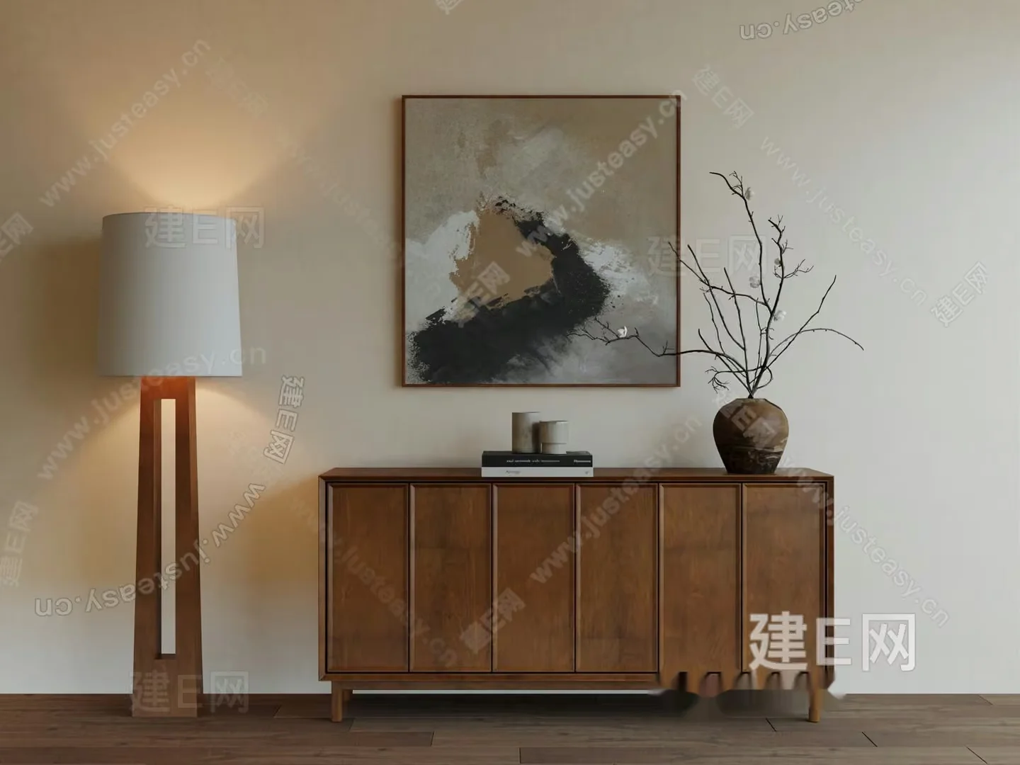Mid-Century Modern Sideboard 3D Model – 17967 – VRAY Render