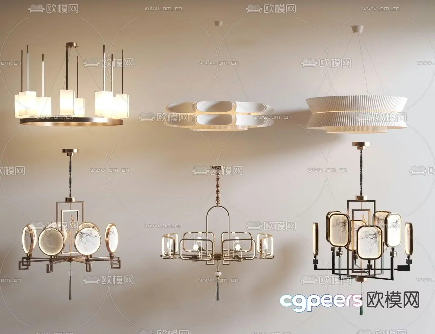 New Chinese style chandelier 3d model