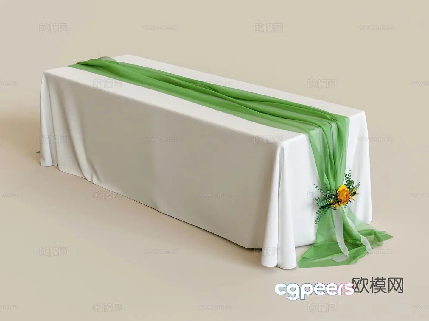 Modern dessert tablecloth table runner long dining table food preparation table 3D model