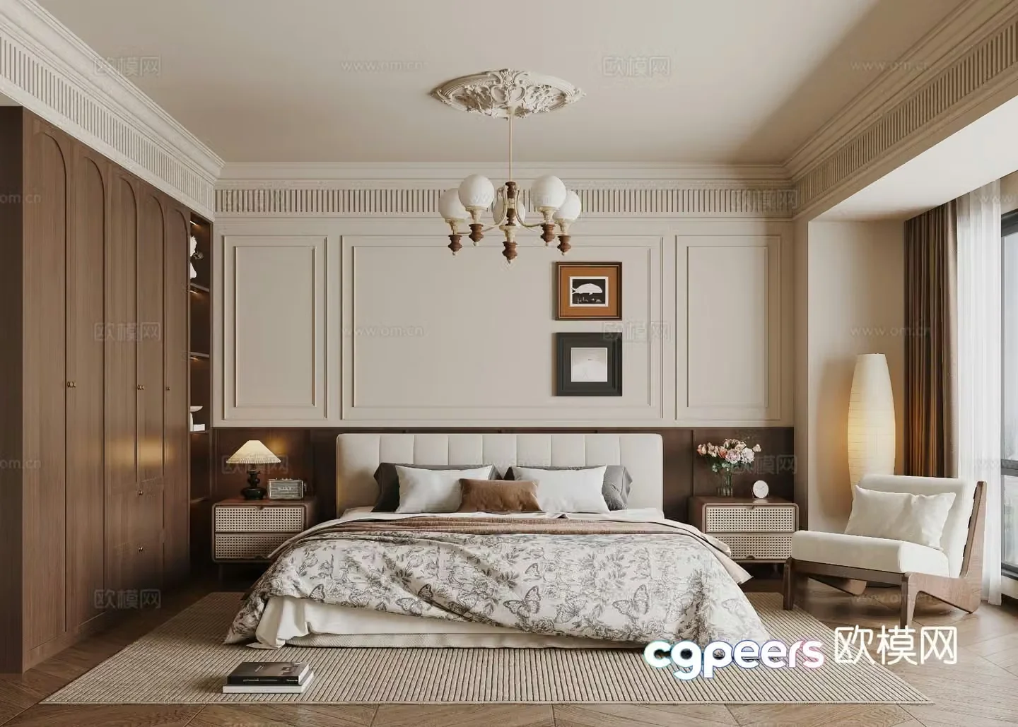 French medieval style bedroom master room 3d model