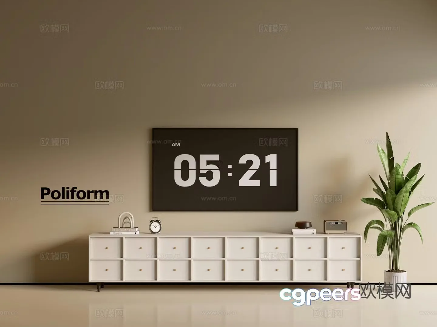 Modern cream-air TV cabinet chest of cabinets ins-style minimalist wind cabinet whole cabinet sideboard 3D model