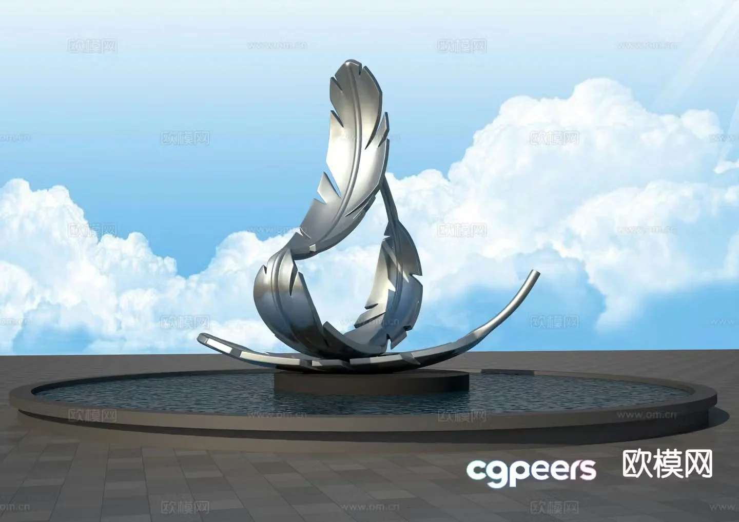 Feather sculpture landscape sculpture 3d model