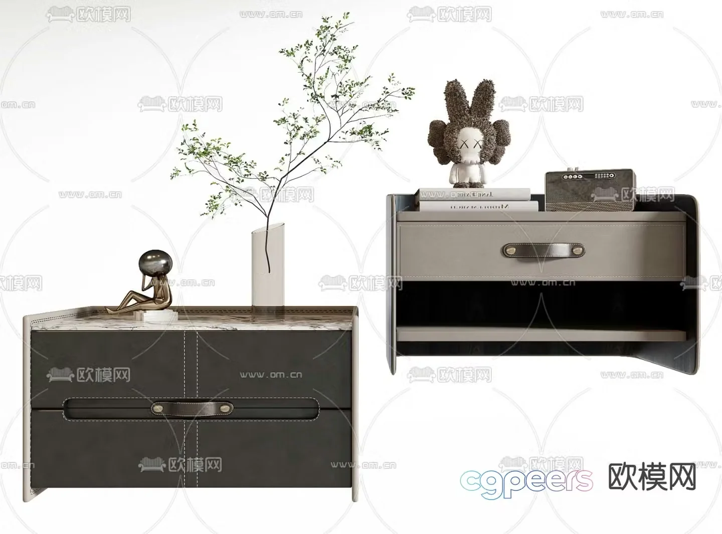 Leather bedside table 3d model