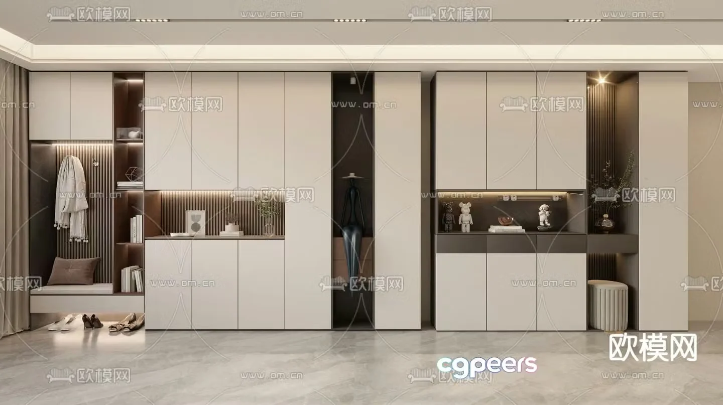 Modern entrance shoe cabinet shoe and hat cabinet 3d model