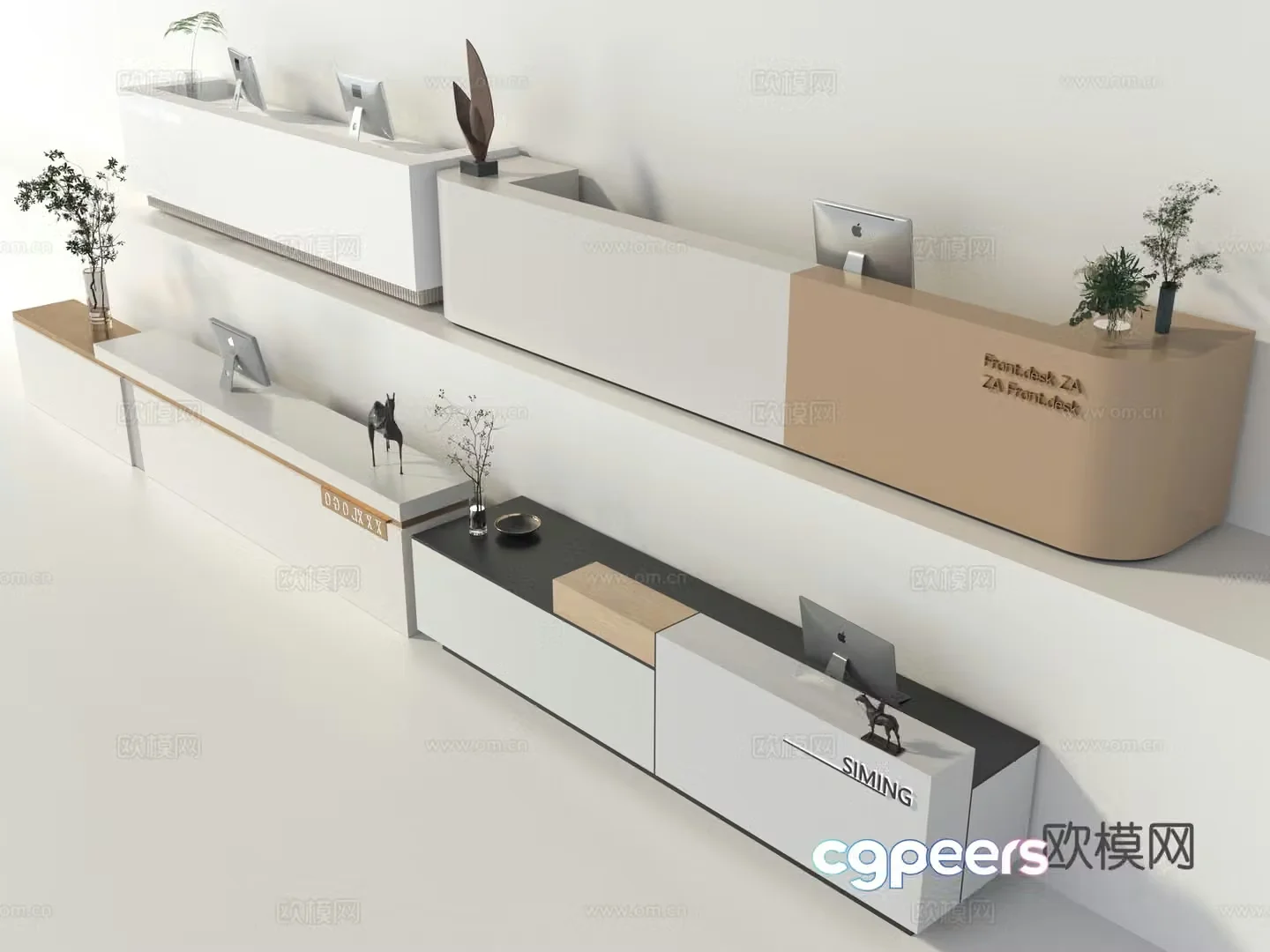 Hall front desk service desk 3d model