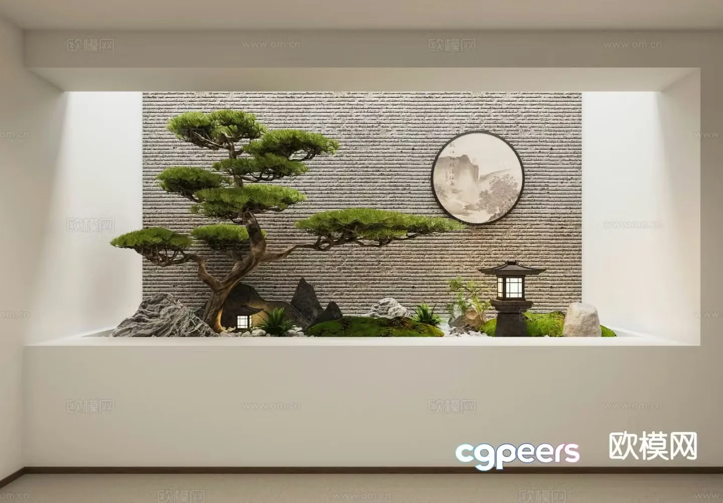 New Chinese style basement patio indoor landscape plant landscape 3d model
