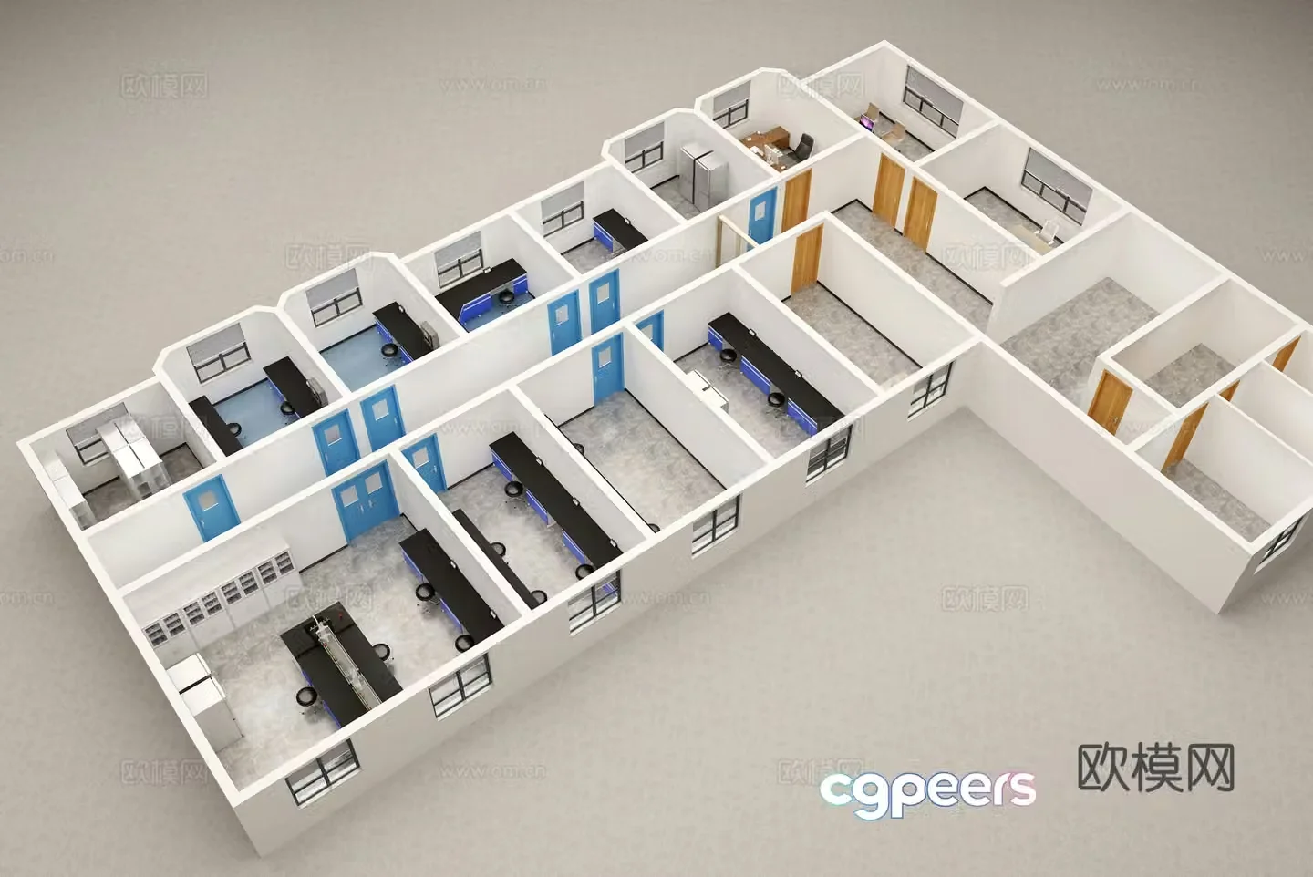Laboratory aerial view 3d model