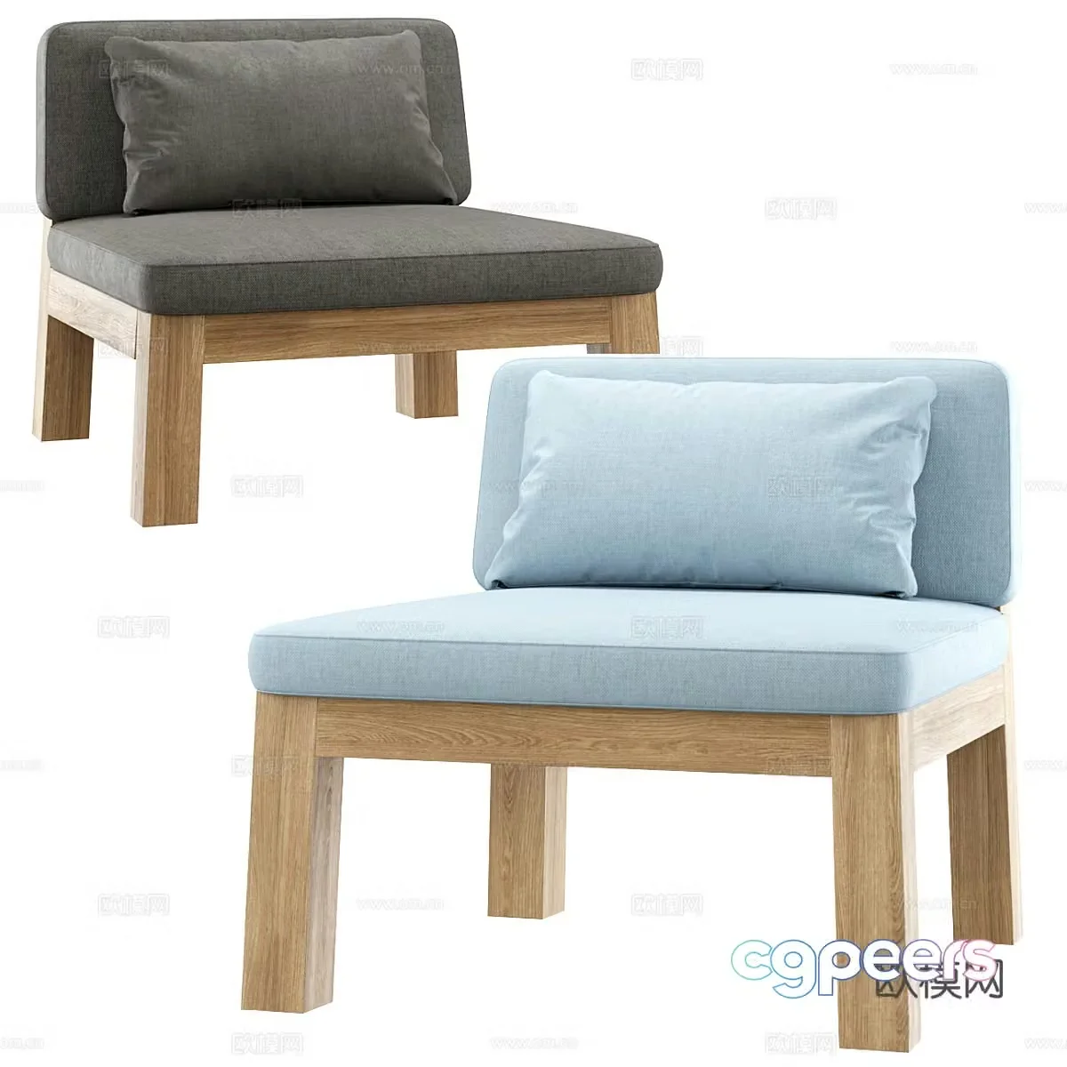 Fabric leisure chair indoor leisure chair outdoor leisure chair backrest chair courtyard leisure chair wooden 3d model