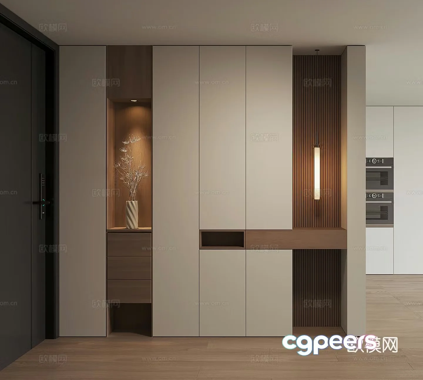 Modern home entrance shoe cabinet 3D model