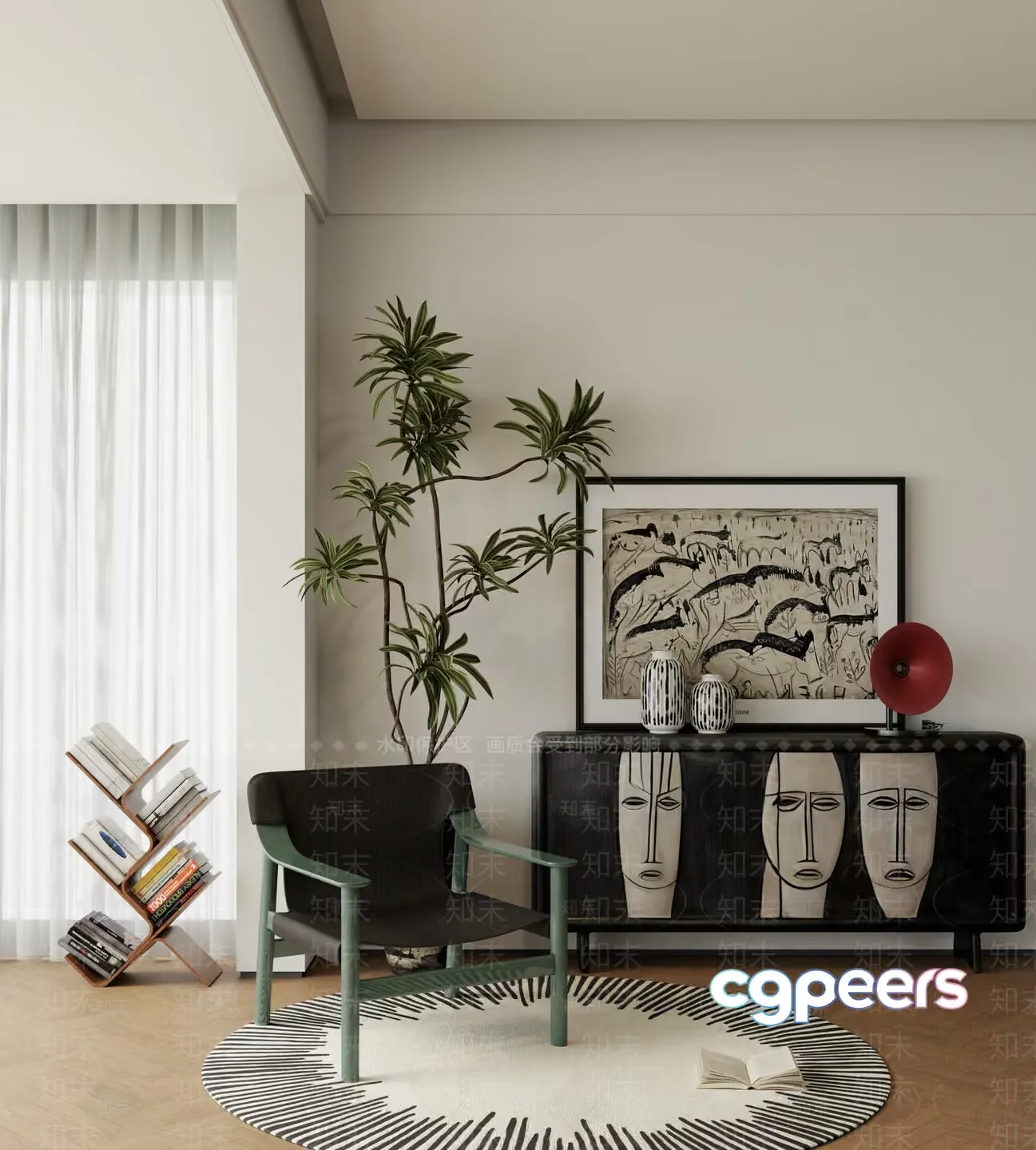 Modern Living Room 3D Model – 18040 – VRAY Render