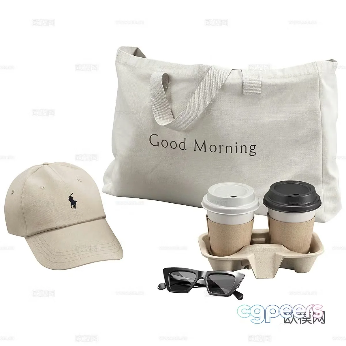 Tote bag paper cup 3d model