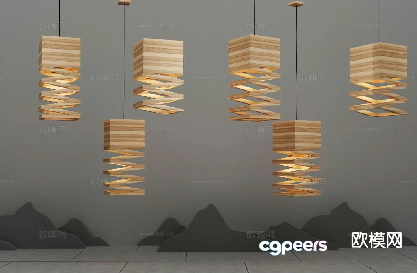 Log style chandelier 3d model