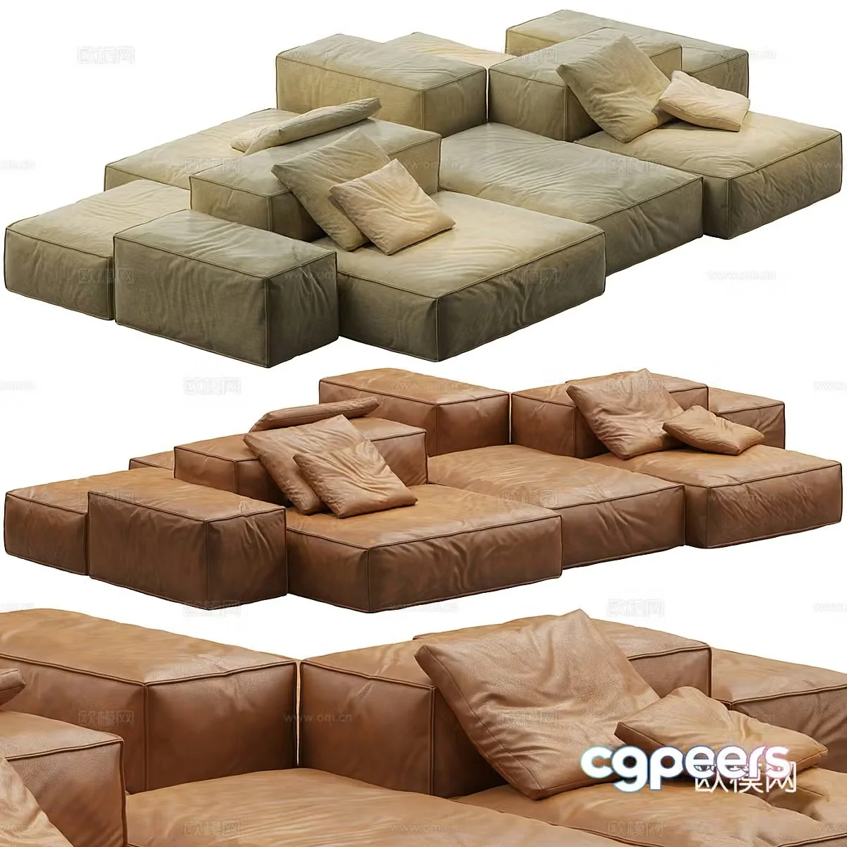 Modern Italian Extrasoft Modular Sofa 3D Model