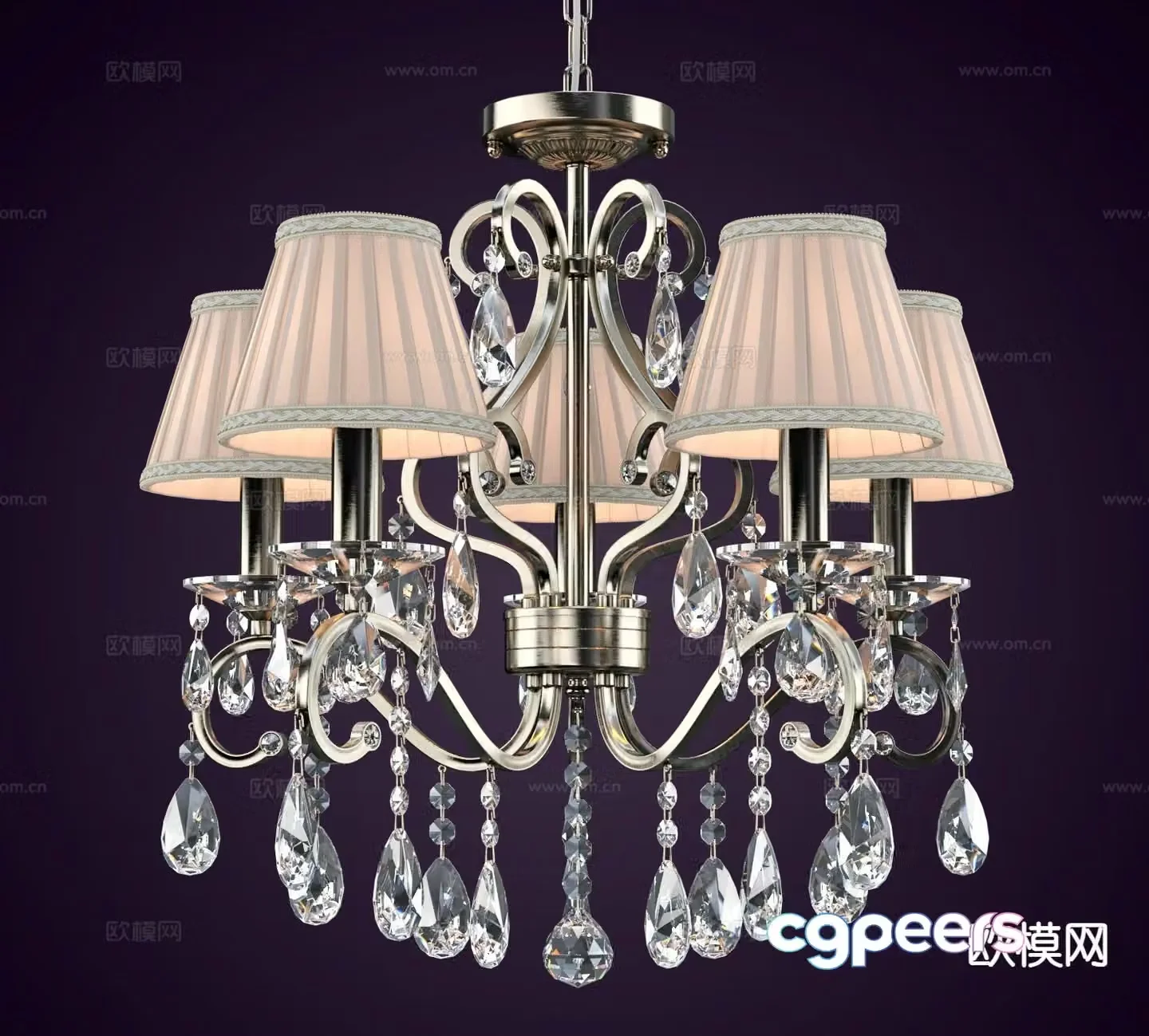 European style chandelier multi-head chandelier 3d model