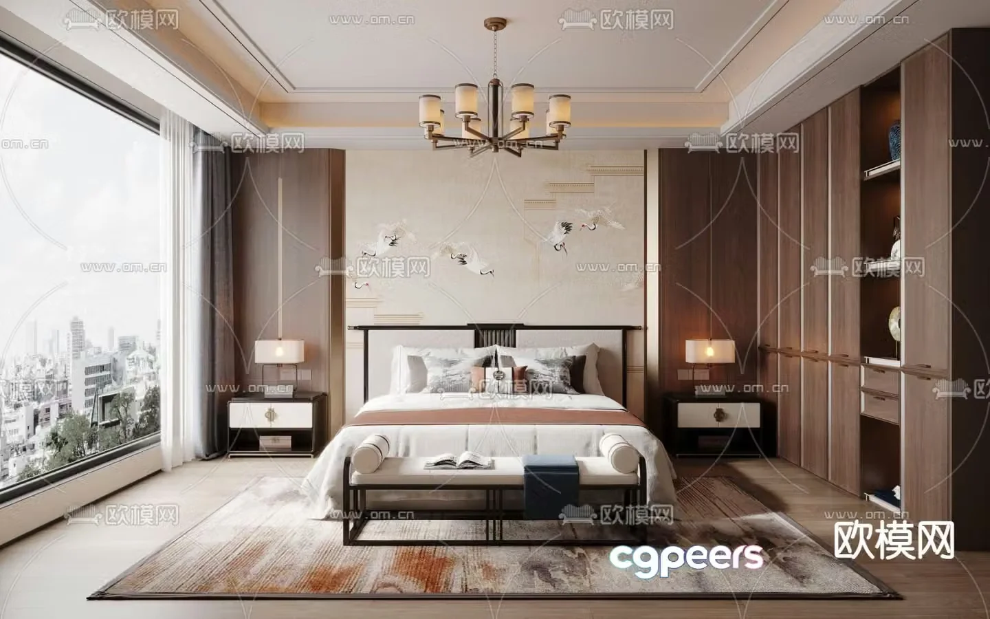 New Chinese style bedroom Master bedroom Master room 3D model