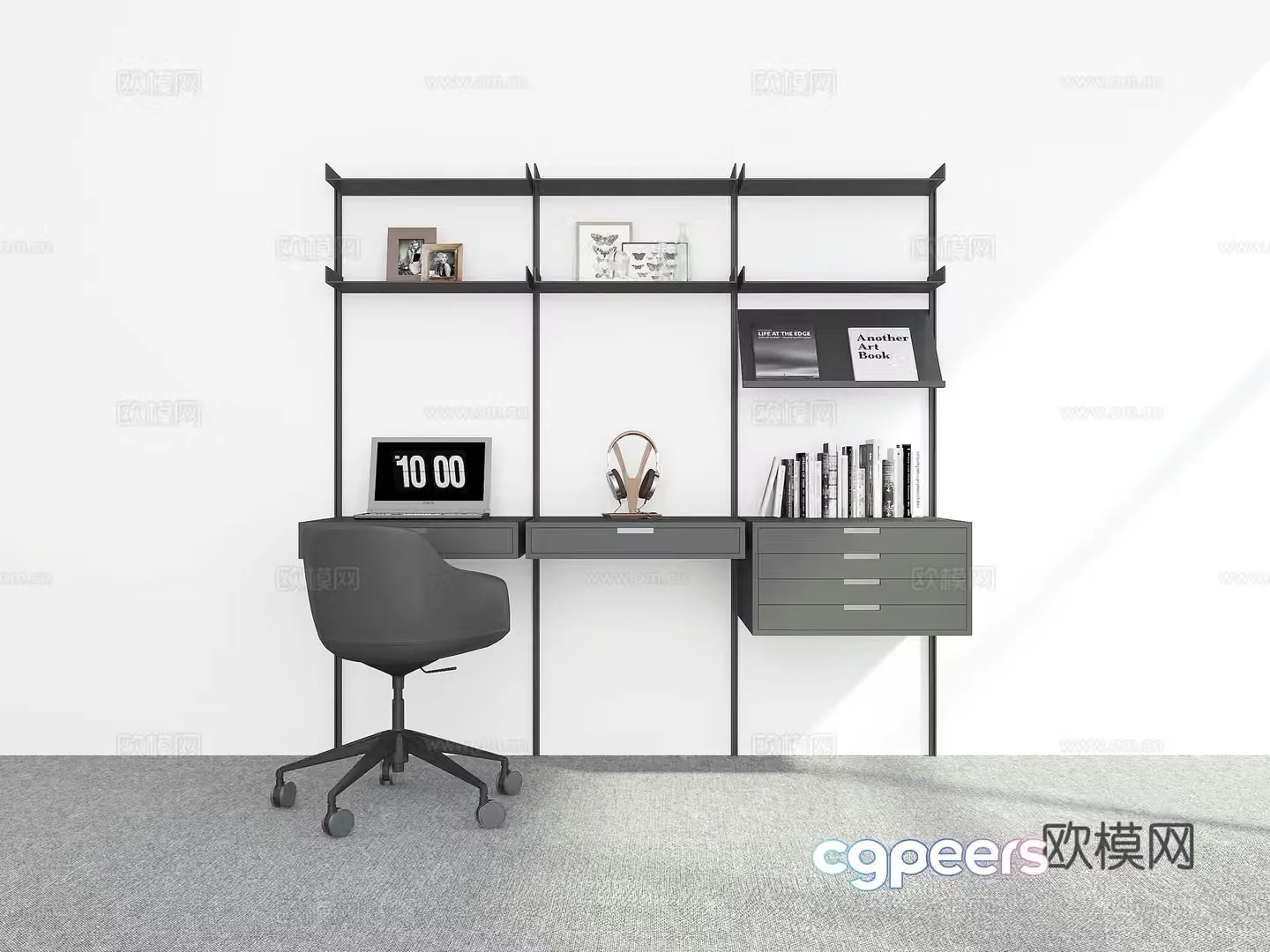 Modern desk and chair 3d model