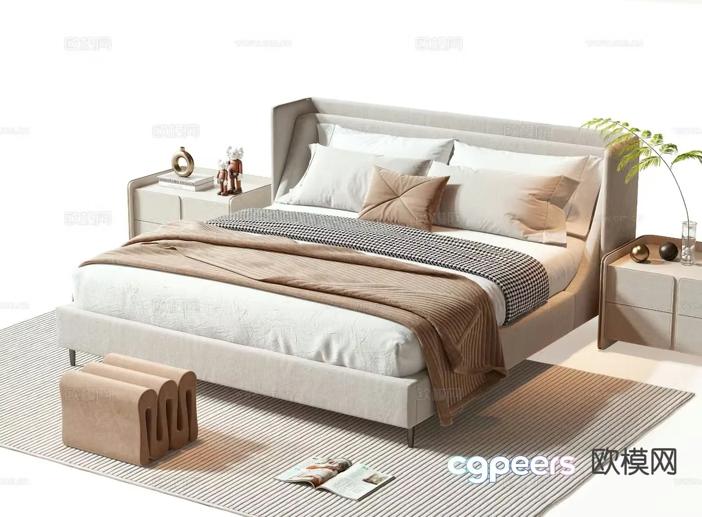 Minotti modern double bed 3d model