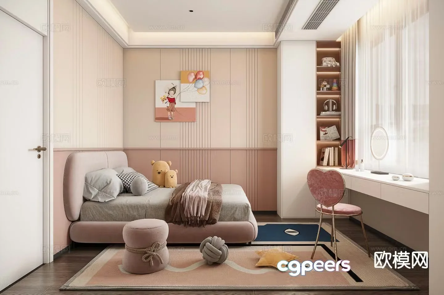 Modern children’s room girl’s room kid’s room 3d model