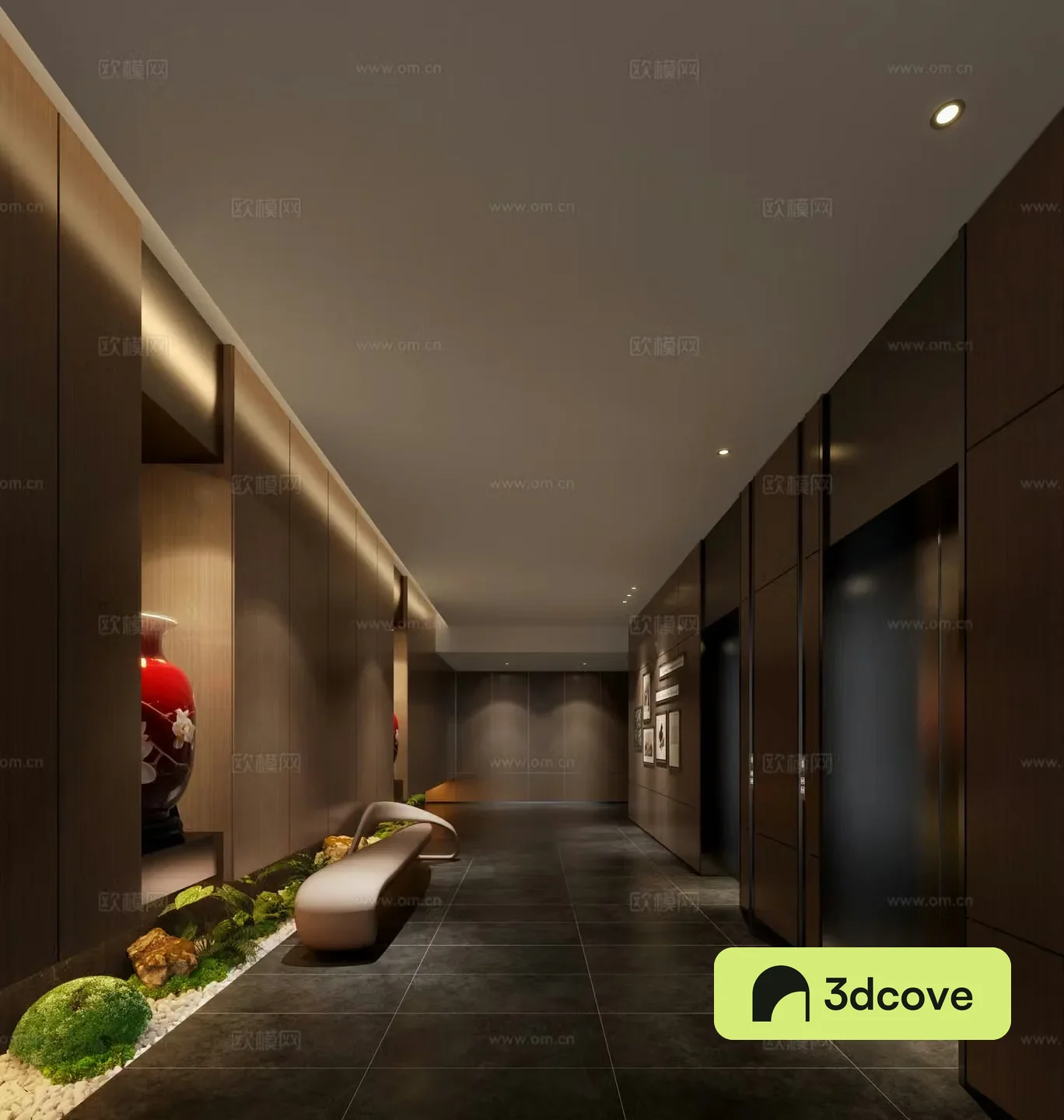 Modern hotel elevator hall club elevator hall aisle elevator hall