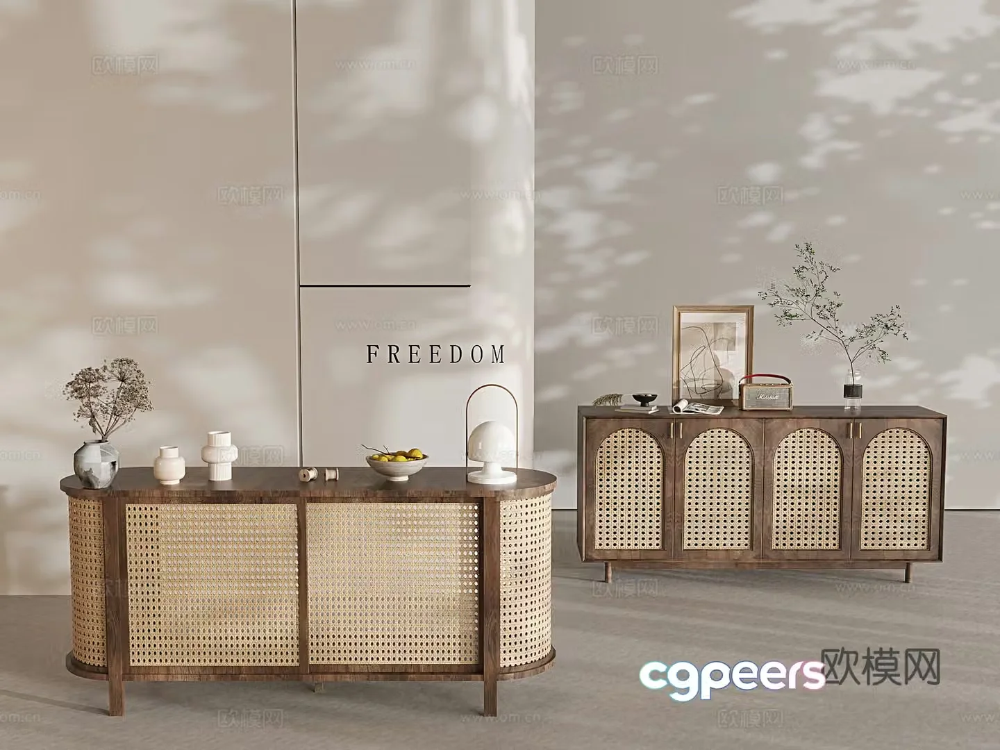 Wabi-sabi entrance cabinet 3d model